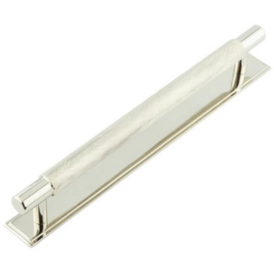 Loops Stylish 224mm Polished Nickel Cabinet Handle With Stepped Backplate Kitchen Drawer Pull Handle from B&Q