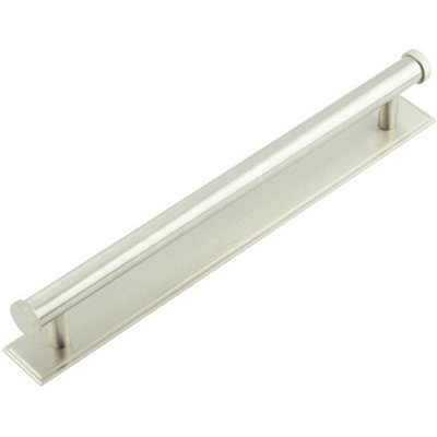 Loops Stylish Satin Nickel Cabinet Handle With Stepped Backplate For Modern InteriorsKitchen Drawer Pull Handle