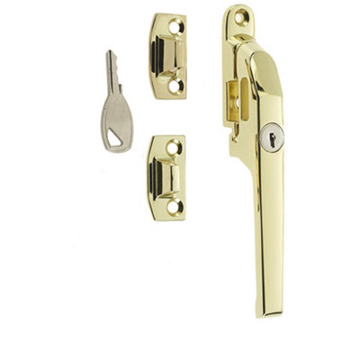 Loops Premium Polished Brass Lockable Casement Fasteners 124mm For Secure WindowsWindow Handle from B&Q