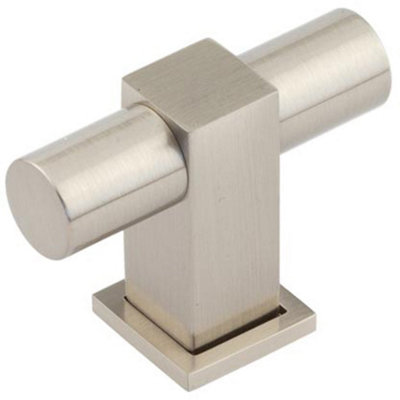 B&Q -  Modern T Bar Cupboard Knob In Satin Nickel FinishKitchen Cabinet Knob