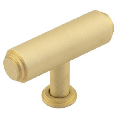 B&Q -  Stylish T Bar Satin Brass Cupboard Knob For Modern CabinetsKitchen Cabinet Knob