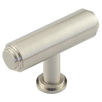 B&Q -  Satin Nickel T Bar Stepped Cupboard Knob For Elegant Home DecorKitchen Cabinet Knob