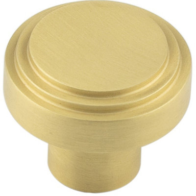 B&Q -  30mm Satin Brass Cupboard Knob For Modern HomesKitchen Cabinet Knob
