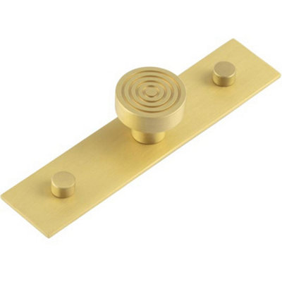 Loops Elegant 30mm Satin Brass Cupboard Knob With Plain Backplate Kitchen Cabinet Knob from B&Q