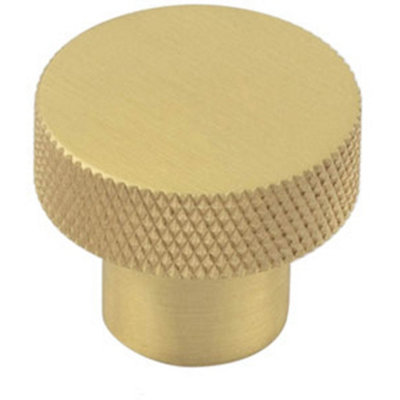 B&Q -  30mm Satin Brass Cupboard Knob With Unique Diamond KnurlingKitchen Cabinet Knob