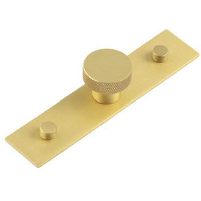 B&Q -  Stylish 30mm Cupboard Knob With Satin Brass BackplateKitchen Cabinet Knob