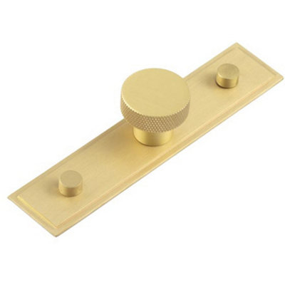 B&Q -  Elegant Satin Brass Cupboard Knob With Stepped Backplate30mm DesignKitchen Cabinet Knob