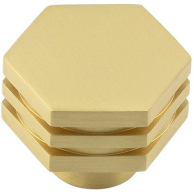 B&Q -  Elegant 30mm Satin Brass Cupboard Knob For Modern InteriorsKitchen Cabinet Knob