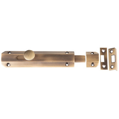 Loops Elegant Architectural Slide Door Bolts In Antique Brass150X35mmDoor Bolt Lock from B&Q
