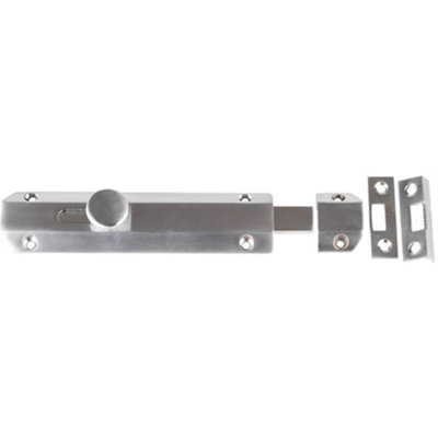 Loops Stylish Architectural Slide Door Bolts 150X35mm In Satin Nickel FinishDoor Bolt Lock from B&Q