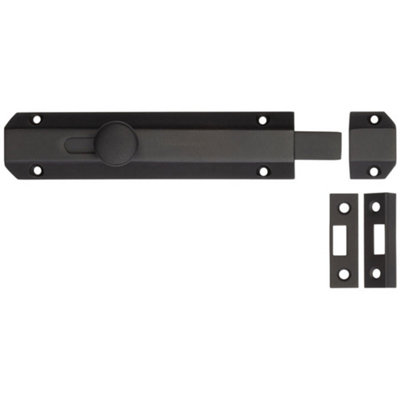 Loops Stylish Architectural Slide Door Bolts In Matt Black Finish150X35mmDoor Bolt Lock from B&Q