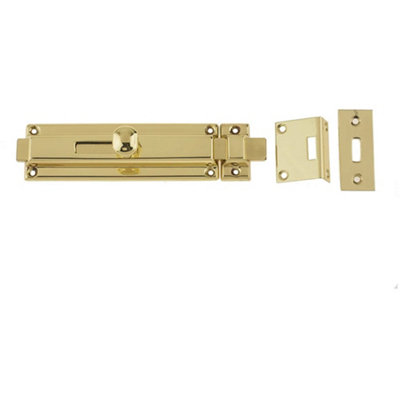 Loops Premium Polished Brass Architectural Slide Bolts150X40mm For Enhanced SecurityDoor Bolt Lock from B&Q