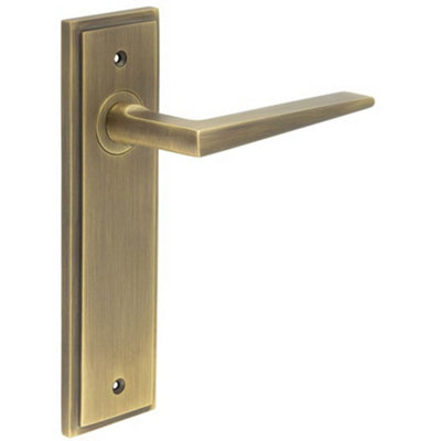 Loops Antique Brass Door Handle Latch Backplate For Modern HomesSolid Brass Interior Handle