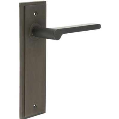 Loops Premium Dark Bronze Door Handle Latch Backplate For Luxurious HomesSolid Brass Interior Handle
