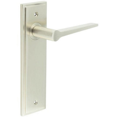 Loops Black/Dark/Bronze Satin Nickel Door Handle Latch Backplate - Modern Brass Design - Solid Brass Interior Handle Size 35