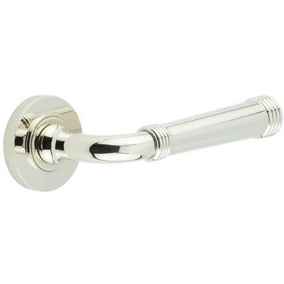 B&Q -  Elegant Polished Nickel Door Handle With Traditional DesignSolid Brass Interior Handle