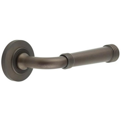 B&Q -  Elegant Chamfered Rose Door Handle In Dark Bronze FinishSolid Brass Interior Handle