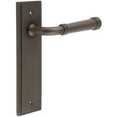 B&Q -  Elegant Dark Bronze Door Handle Latch Backplate For Luxury InteriorsSolid Brass Interior Handle