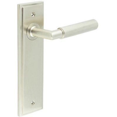 Loops Elegant Satin Nickel Door Handle Latch Backplate For Stylish InteriorsSolid Brass Interior Handle