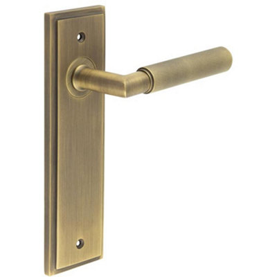 Loops Antique Brass Door Handle Latch Backplate With Versatile OptionsSolid Brass Interior Handle