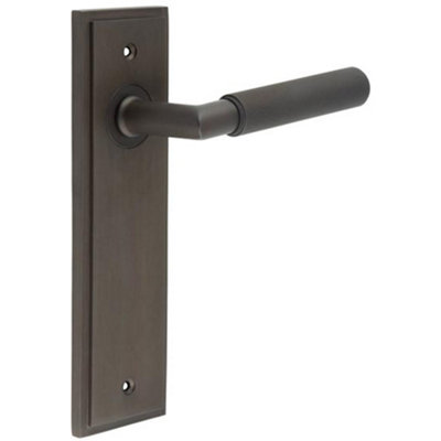 B&Q -  Luxury Dark Bronze Door Handle Latch Backplate With Versatile Mounting OptionsSolid Brass Interior Handle