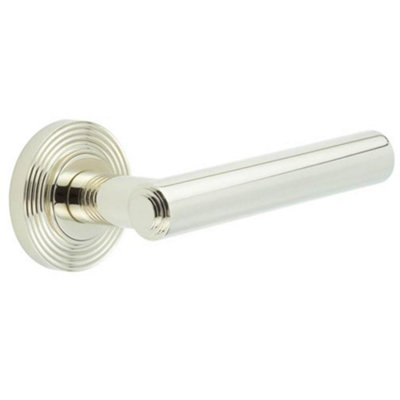 Loops Luxurious Reeded Rose Door Handle In Polished Nickel FinishSolid Brass Interior Handle from B&Q