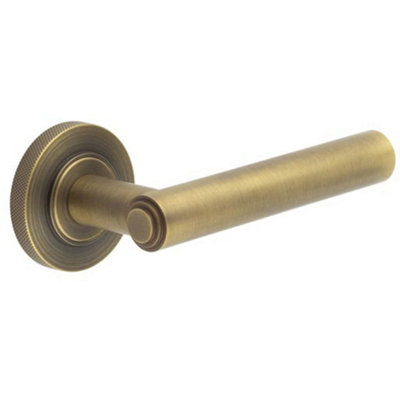 Loops Luxurious Antique Brass Door Handle With Knurled DesignSolid Brass Interior Handle