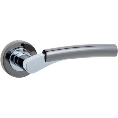 Loops Stylish Door Handle On Rose With Polished Chrome And Black Nickel FinishInterior Handle from B&Q