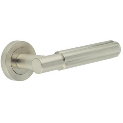 Loops Elegant Satin Nickel Lever On Rose Handle For Doors - Interior Handle Black