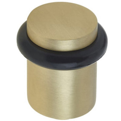 Loops Elegant Satin Brass Door Stops For Stylish InteriorsSolid Brass & Rubber Stopper from B&Q