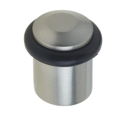 Loops Satin Nickel Chamfered Door Stops For Luxury InteriorsSolid Brass & Rubber Stopper from B&Q