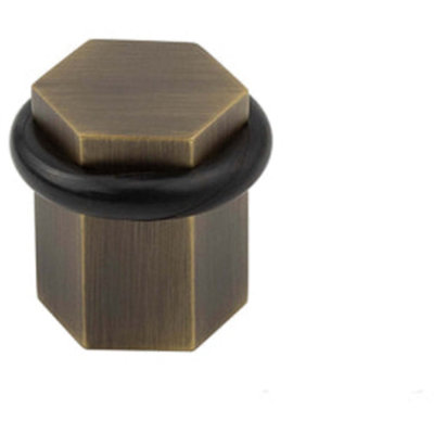 Loops Antique Brass Hexagonal Floor Door Stops For Stylish InteriorsSolid Brass & Rubber Stopper from B&Q