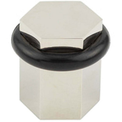 Loops Elegant Hexagonal Floor Mounted Doorstops In Polished Nickel FinishSolid Brass & Rubber Stopper from B&Q