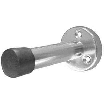 Loops Satin Anodised Aluminium Wall Mounted Doorstop76mm Easy InstallRubber Stopper Protector from B&Q