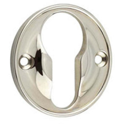 B&Q -  Elegant 40mm Euro Profile Escutcheon In Polished Nickel For Luxurious HomesSolid Brass Key Hole Cover