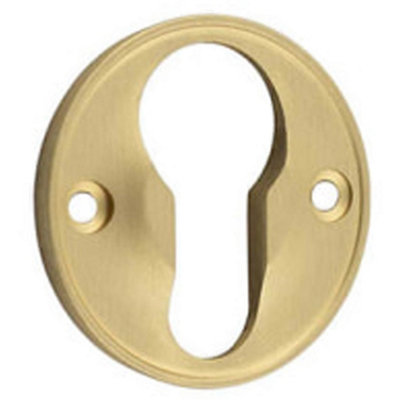 B&Q -  Elegant 40mm Satin Brass Euro Profile Escutcheon For Luxury HomesSolid Brass Key Hole Cover