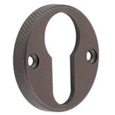 Loops Stylish Knurled Euro Profile Escutcheon In Dark Bronze For DoorsSolid Brass Key Hole Cover from B&Q