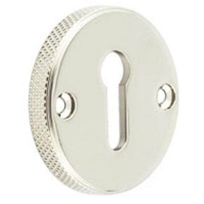 Loops Polished Nickel Knurled Keyway Escutcheon For DoorsSolid Brass Key Hole Cover from B&Q