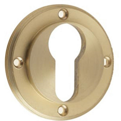 Loops Elegant Satin Brass Euro Profile Escutcheons With Keyway DesignSolid Brass Key Hole Cover from B&Q