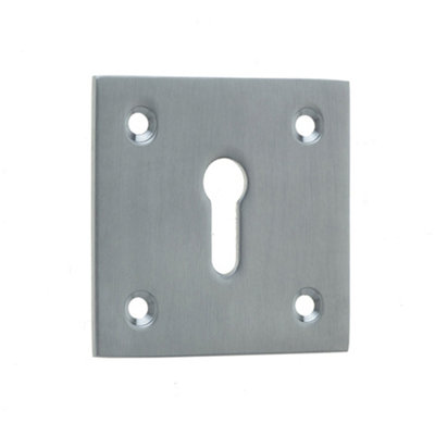 Loops Satin Chrome Square Door Escutcheon 50X50mm For Enhanced SecurityKey Hole Cover from B&Q