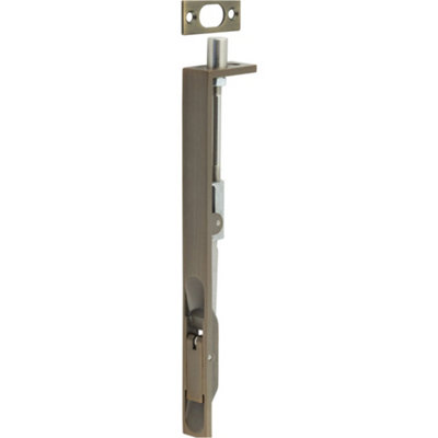 Loops Antique Brass Stainless Steel Flush Bolts 203mm X 20mm Square Forend from B&Q
