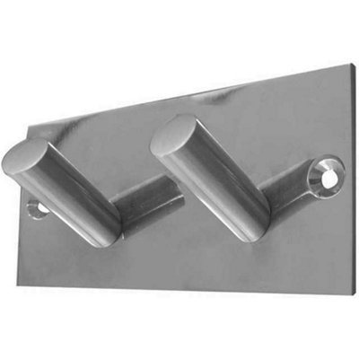 B&Q -  Stylish Double Robe Hook In Satin Stainless Steel94X46mmWall Mounted Clothing Hook