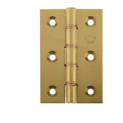 Loops Premium Double Phosphor Bronze Washered Hinge76X50X3mm Polished Brass FinishDoor Hinges from B&Q