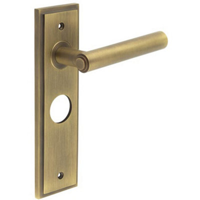 B&Q -  Antique Brass Door Handle With Backplate For Bathrooms And HomesSolid Brass Interior Lever