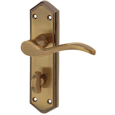 Loops Antique Bronze Suite Door Handle With Bathroom Plate For Modern InteriorsInterior Lever On Backplate from B&Q