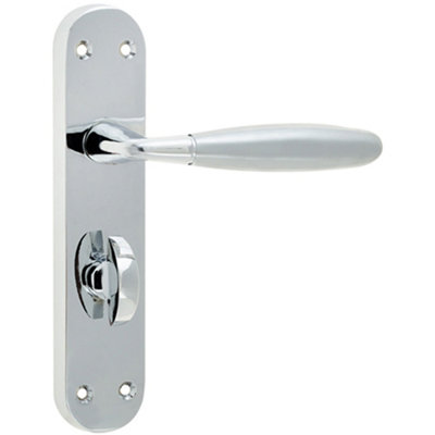 Loops Elegant Suite Door Handle With Bathroom Plate In Polished And Satin Chrome FinishInterior Lever On Backplate from B&Q