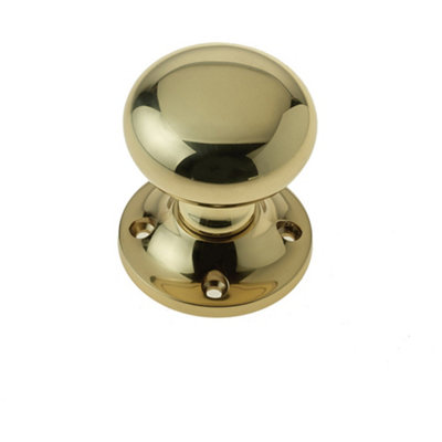 Loops Elegant 50mm Mushroom Rim Door Knob In Polished Brass from B&Q