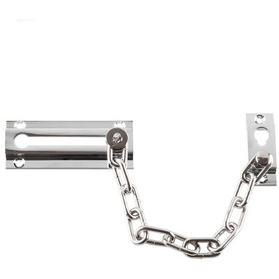 B&Q -  Durable Polished Chrome Security Door Chains 200mmDoor Guard