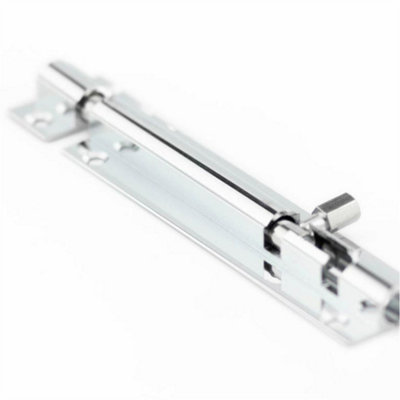 Loops Polished Chrome Brass Straight Barrel Bolts 102X25mm For Secure LockingDoor Bolt from B&Q