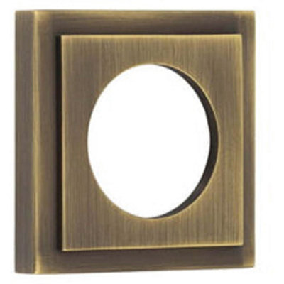 Loops Antique Brass Square Stepped Outer Rose For DoorsDoor Handle from B&Q